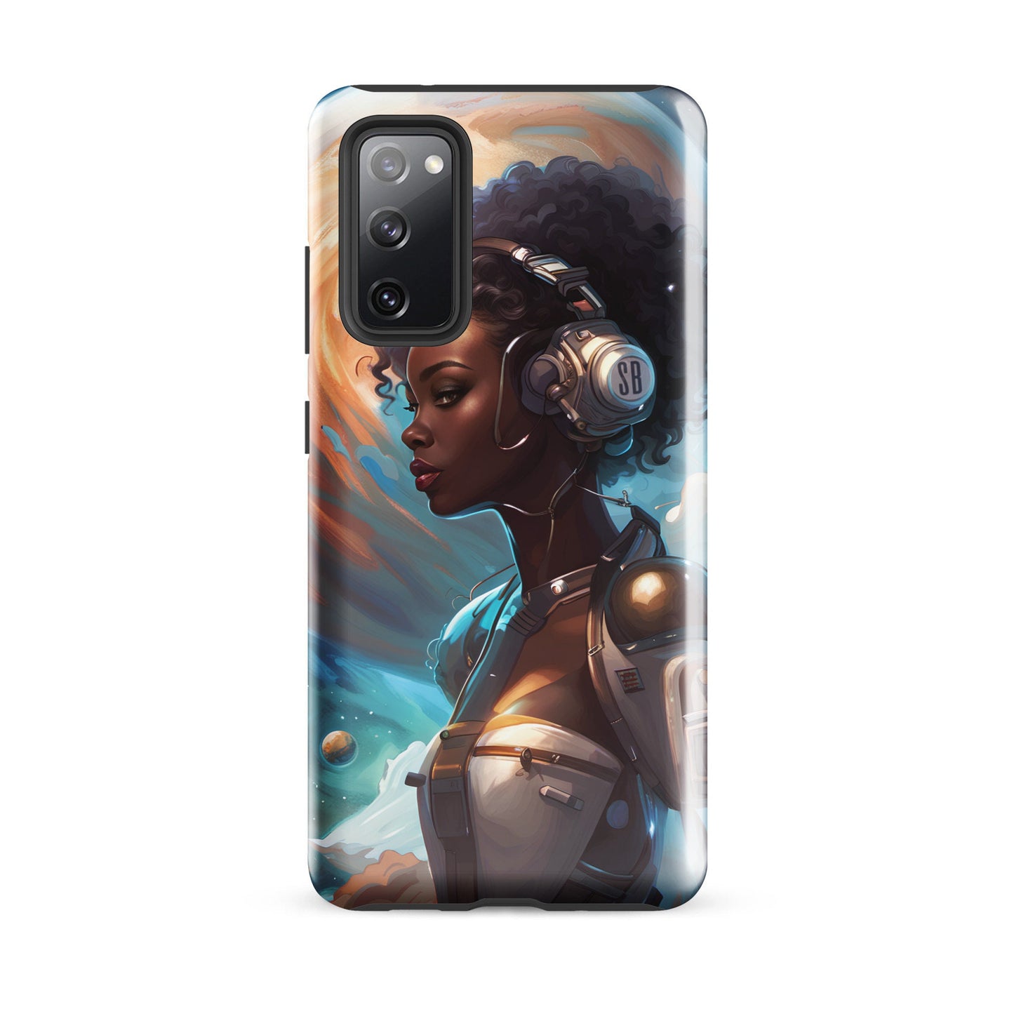 Tough Phone Case with Beautiful Cyborg Illustration | Aesthetic Space Age Themed Clear Phone Case | Celestial Art Gift for Her or GF