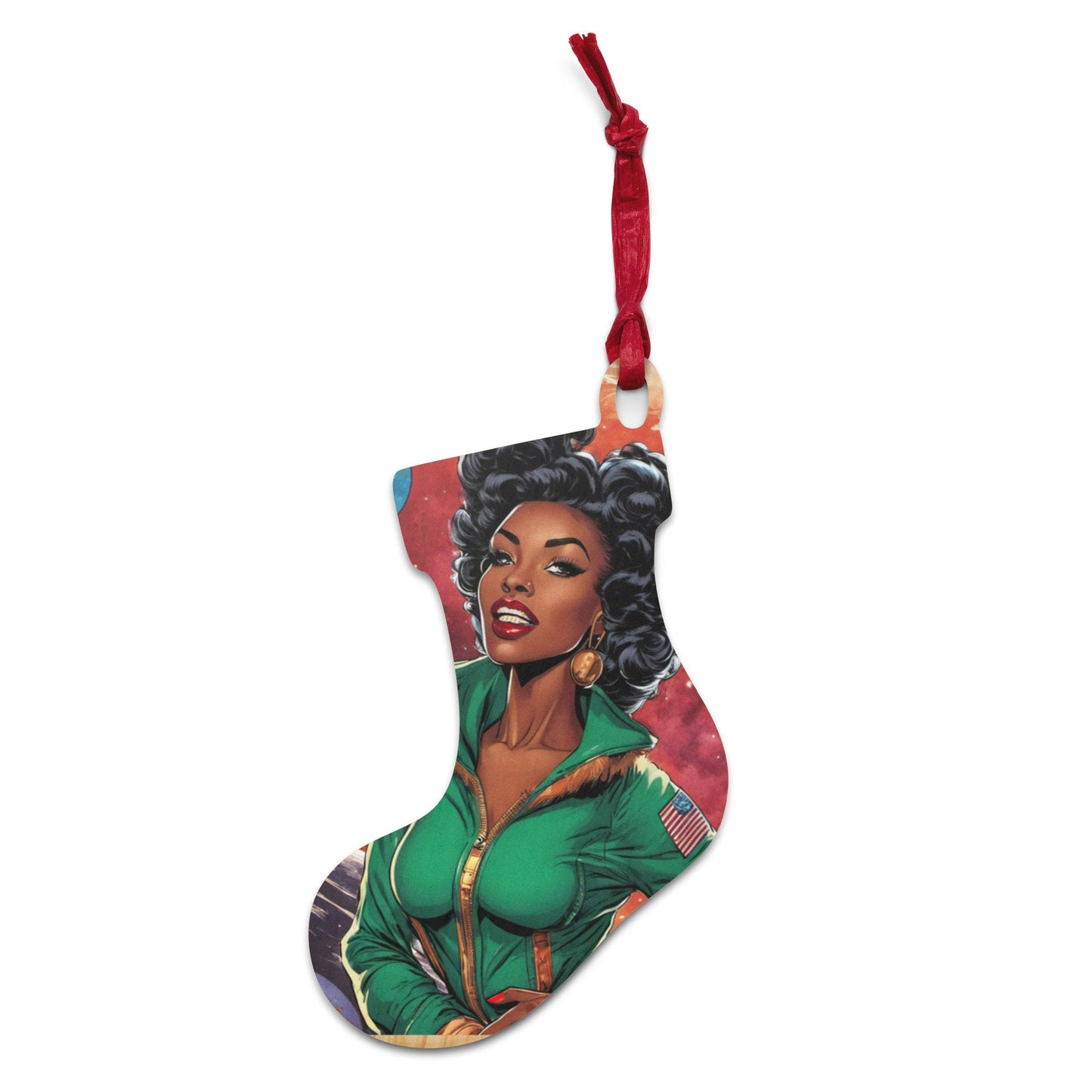 Black Pin Up Wooden ornaments | Retro Style Christmas Black Girl Ornament | Unique Afro Centric Christmas Decor Gift for Her