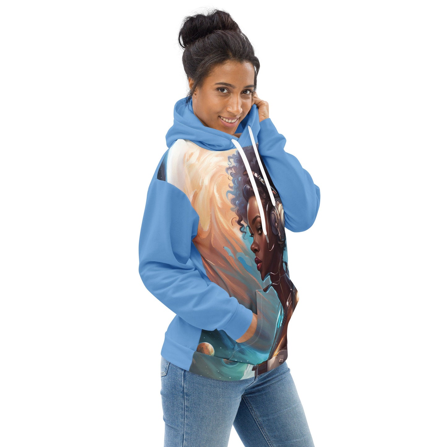 Beautiful Cyborg Hoodie | Aesthetic Space Age Themed Hooded Sweatshirt | Celestial Art Gift for Her or GF