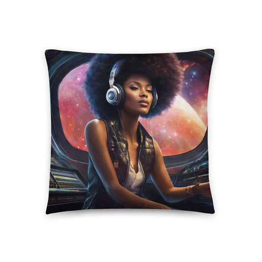 18" in 18"n in. Futuristic Pillow with | Afro Centric Christmas Decor for Fall | Black Girl Christmas Gift for Her