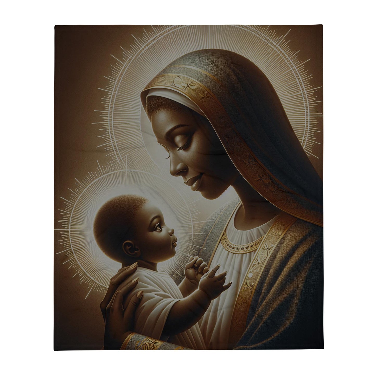 African American Madonna and Baby Jesus Throw Blanket | Holiday Decorative Throw | Throw Blanket for the Holidays or a Gift for Her or Him