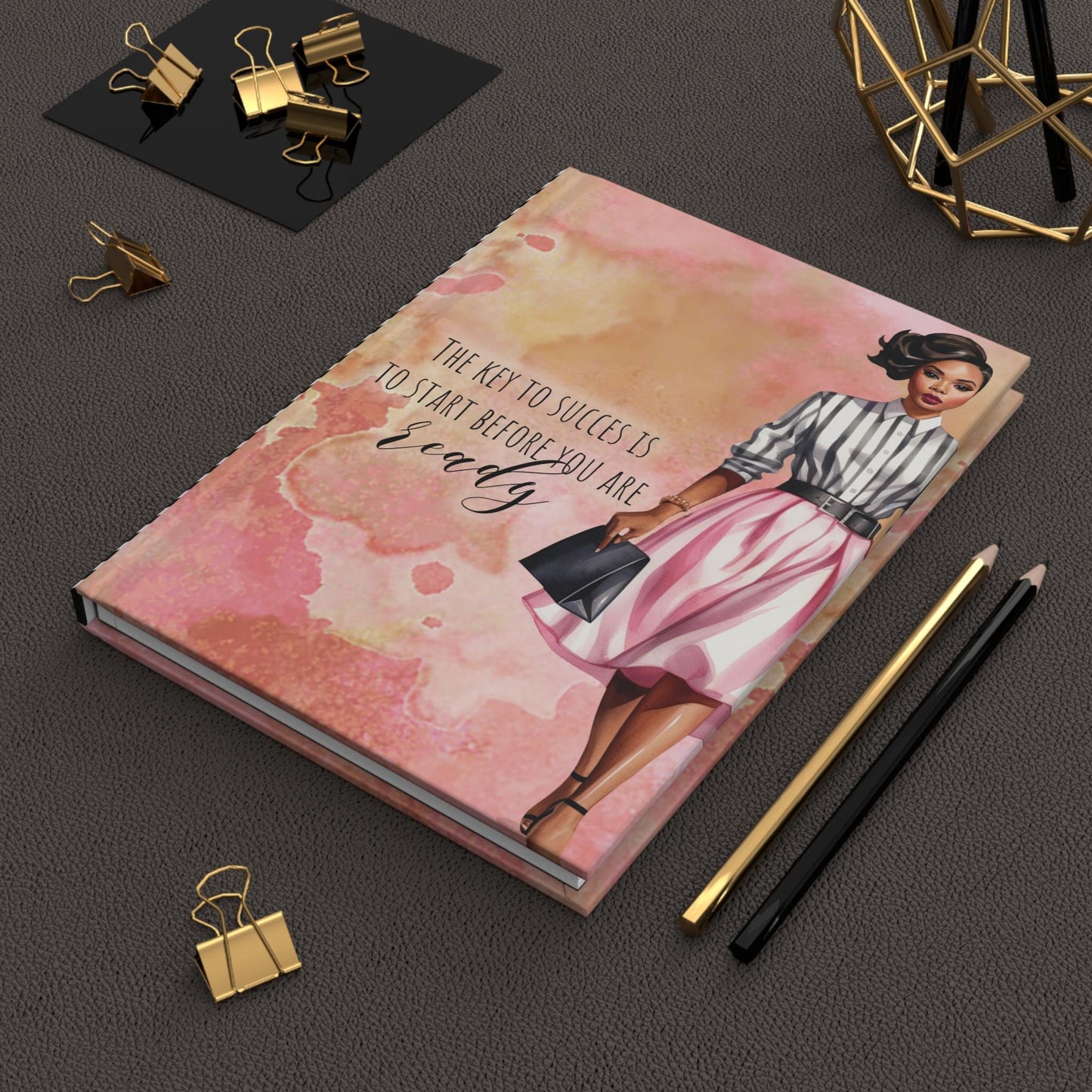 Keys to Success Start Before You're Ready Hardcover Journal | Aesthetic Notebook with Black Girl Boss | Gift for Writer or Entrepreneur