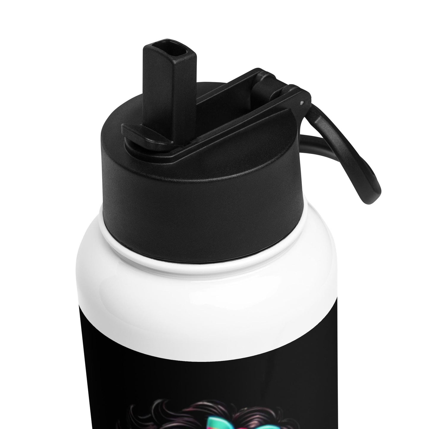 Black Boop Stainless Steel Water Bottle with a Straw Lid| 80's Baby Themed Personalized Water Bottle Gift 2025 goals | HANDWASH ONLY