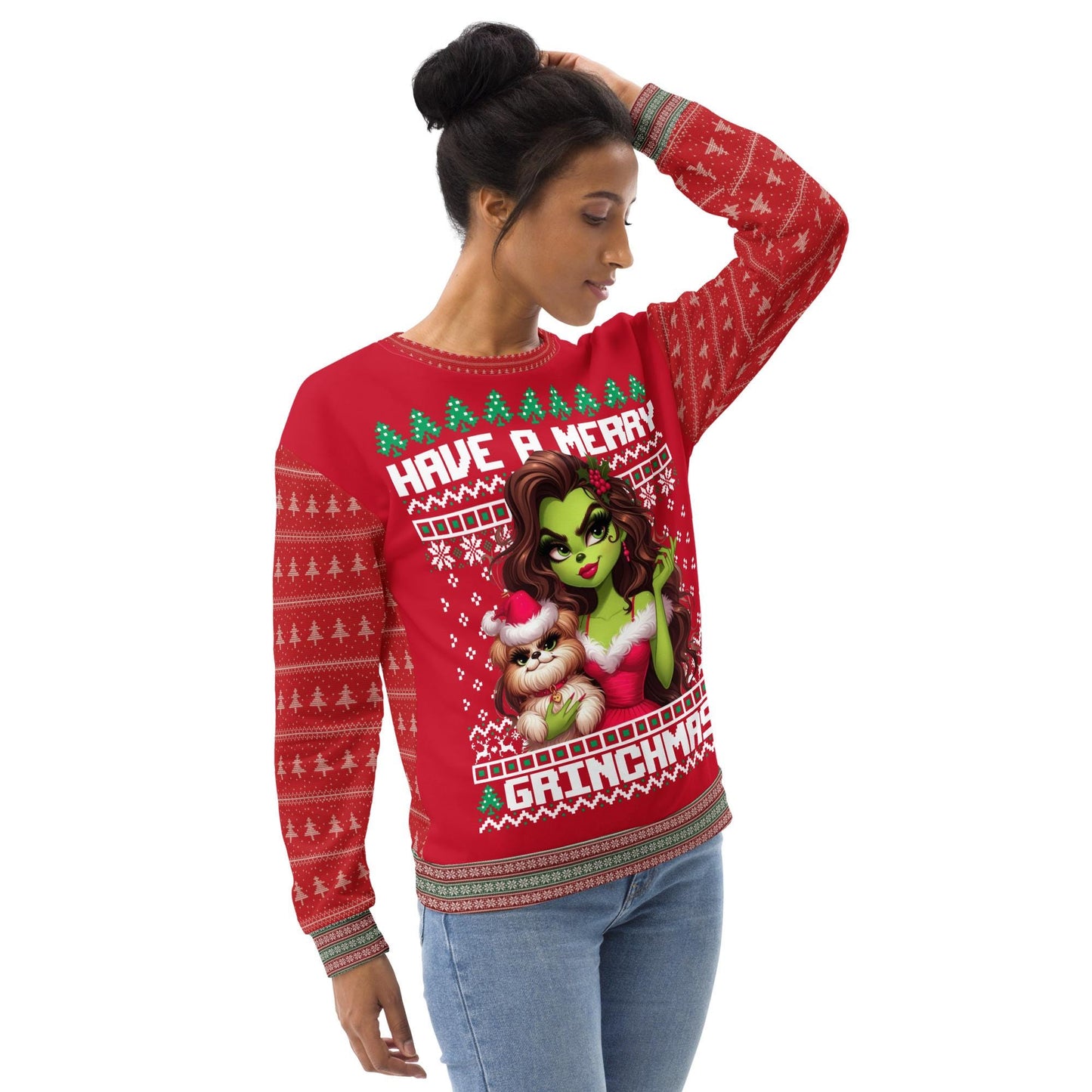 Red Unisex Sweatshirt Ugly Christmas Sweater Design
