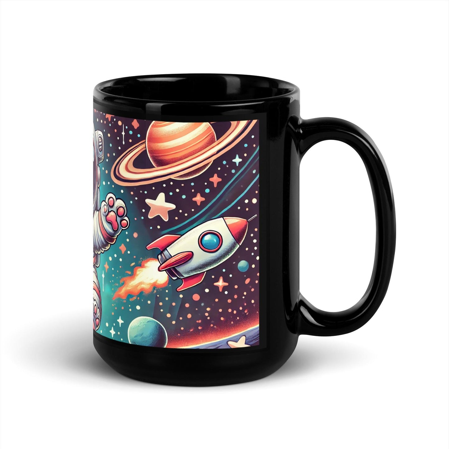 Space Dog Black Glossy Mug | Pit Bull lovers coffee or Tea mug | Great gift for Dog Moms or Dads | Dog Astronaut Mug as a Gift HANDWASH ONLY