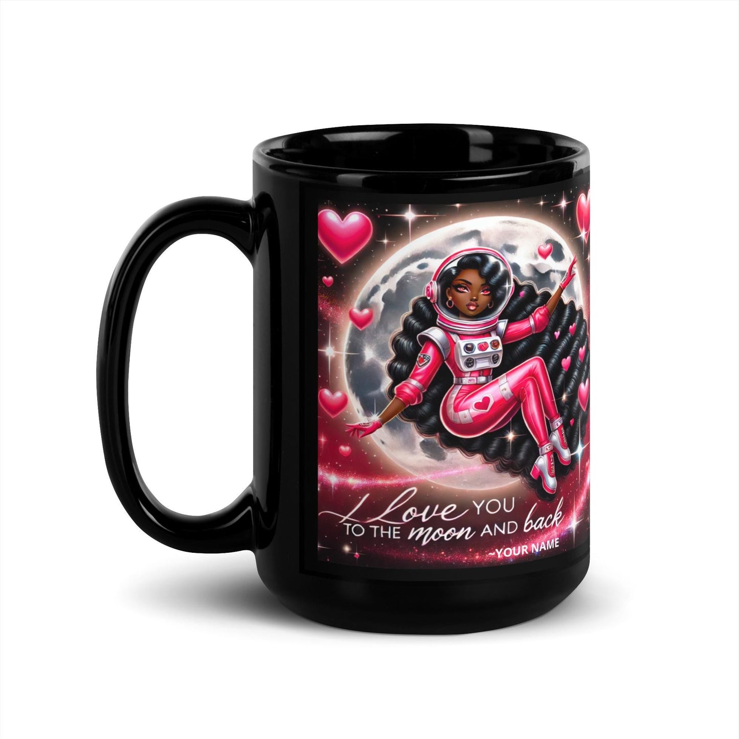 Queen Black Glossy Mug Galentine Gift | Personalized mug