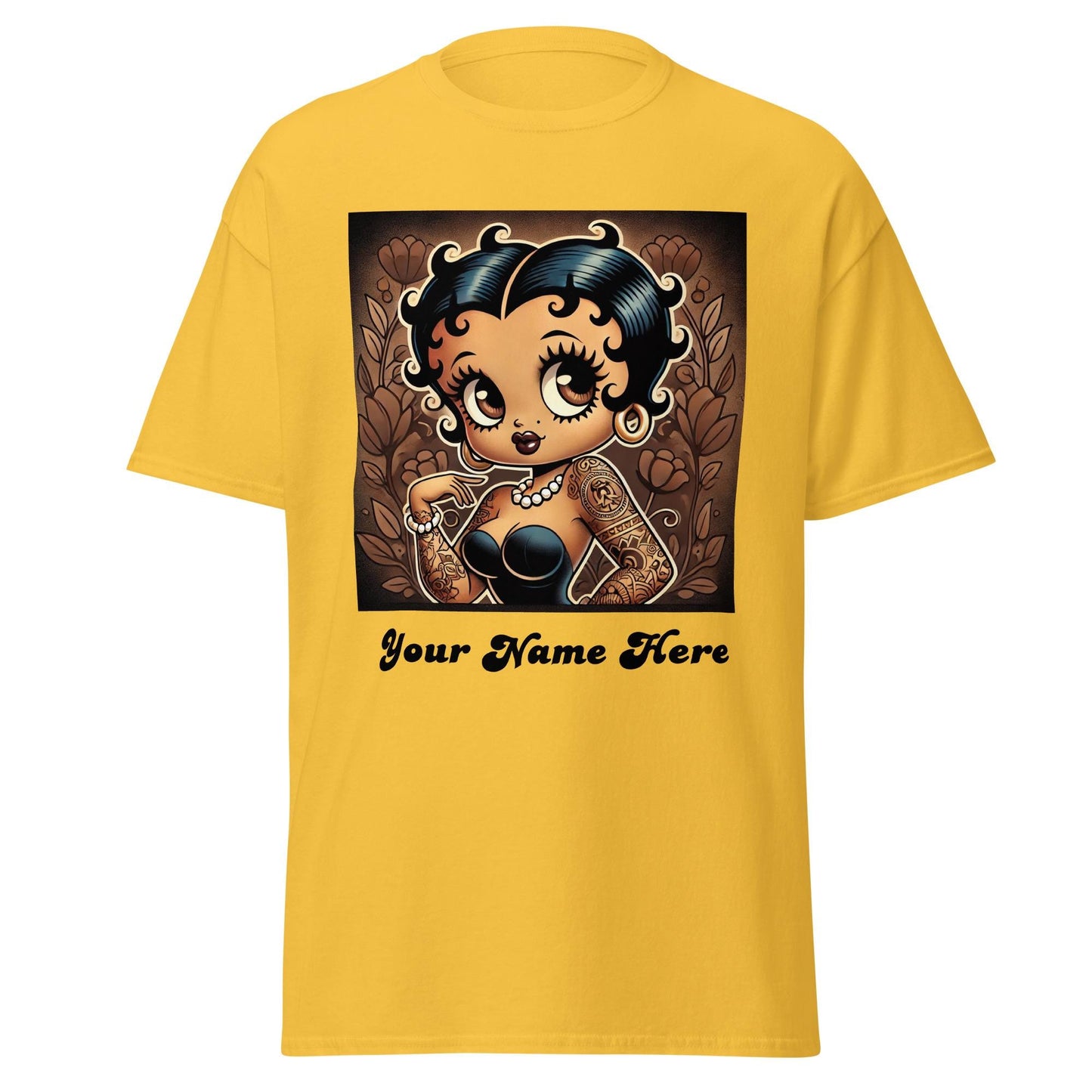 Vintage Earth Tone Black Betty Boop Character Design on Unisex T-shirt | Trending Black Betty Boop Personalized Gift for Her