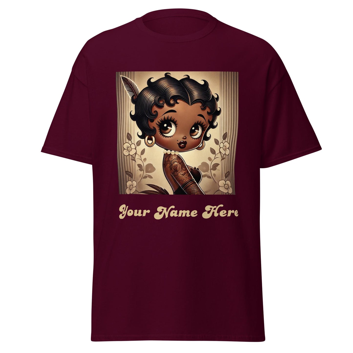 Melanin Queen Black Betty Boop Brown Vintage Earth Design on T-shirt| Black Betty Boop Shirt as a gift for her | Trending Betty Boop Gifts