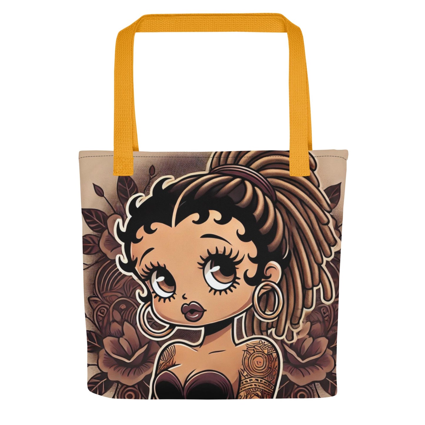 Modern Black Boop with Locs Tote bag | Vintage Brown Aesthetic Tote Bag for Boop Lovers | Black Girl with Locs Gift for Her
