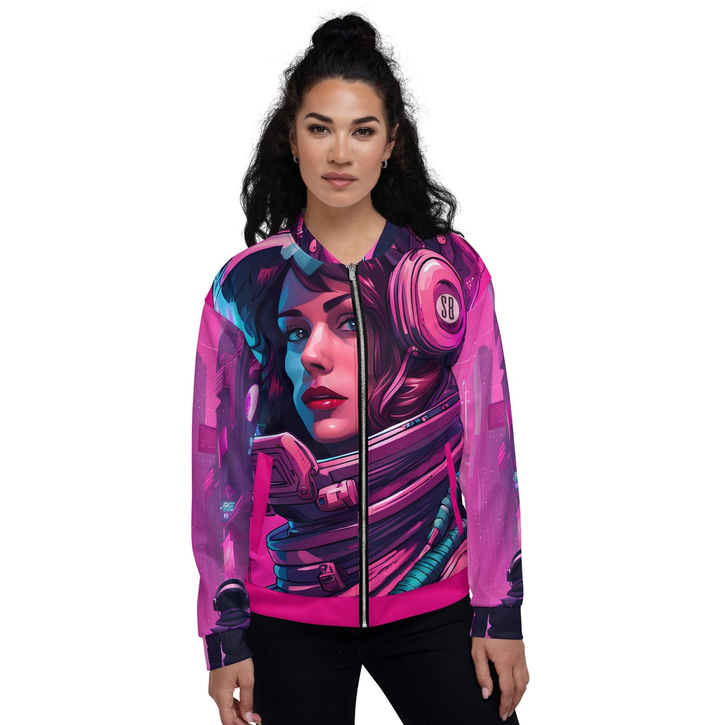 Neon Astro Unisex Bomber Jacket | Astro Queen Jacket | Melanin Space Sisters | Galactic Queen Gift | Diverse Space Gear | Astro Beauties