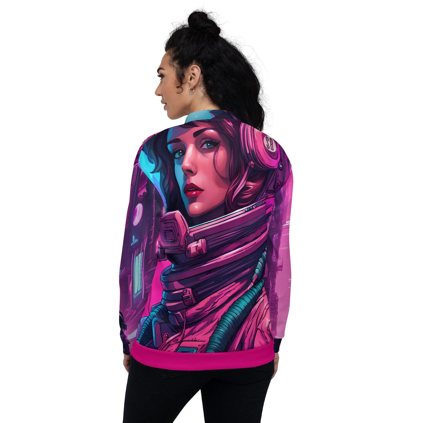 Neon Astro Unisex Bomber Jacket | Astro Queen Jacket | Melanin Space Sisters | Galactic Queen Gift | Diverse Space Gear | Astro Beauties