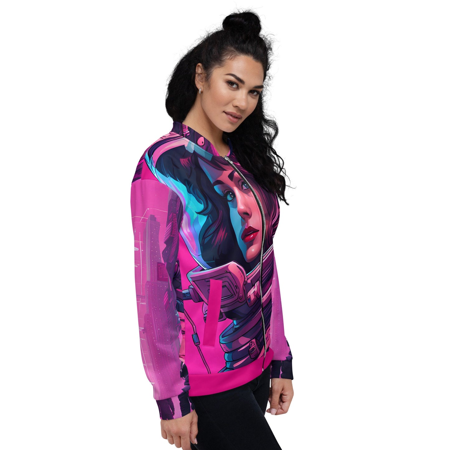 Neon Astro Unisex Bomber Jacket | Astro Queen Jacket | Melanin Space Sisters | Galactic Queen Gift | Diverse Space Gear | Astro Beauties