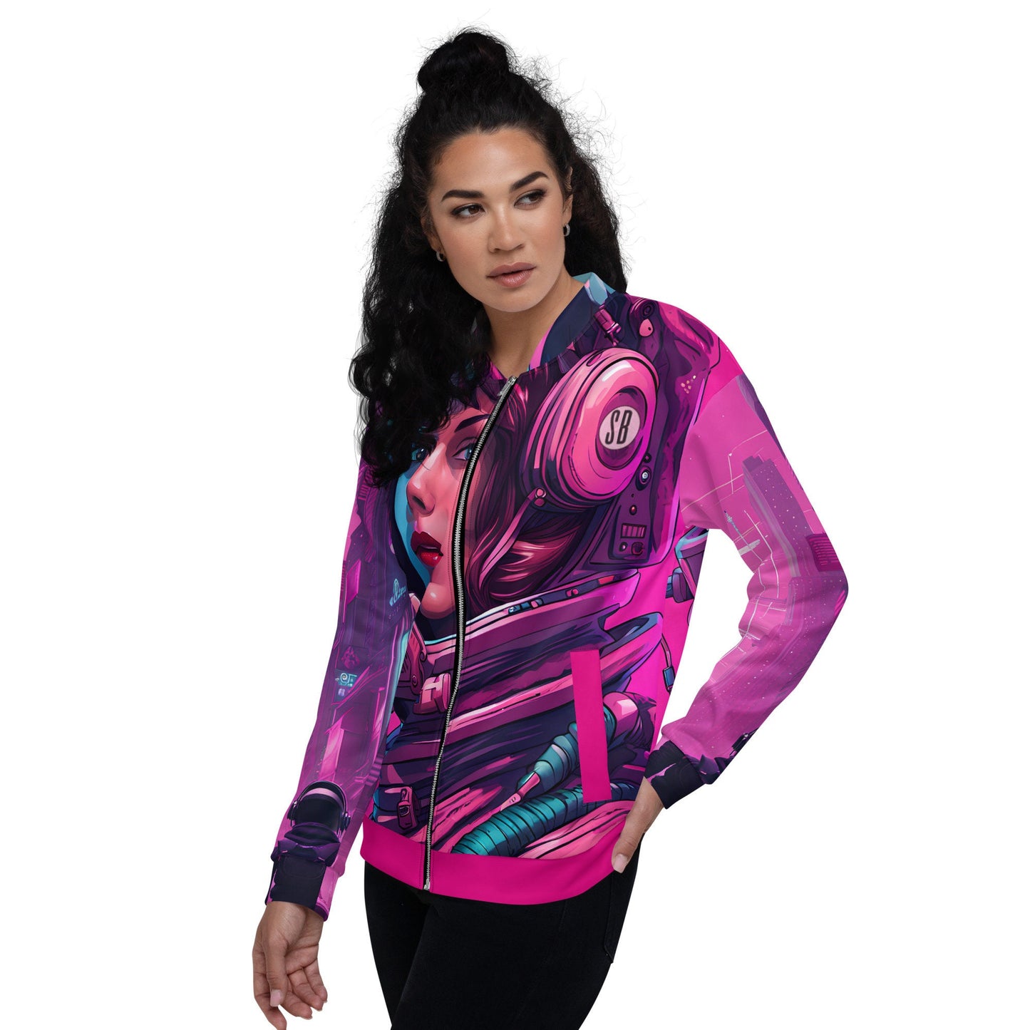 Neon Astro Unisex Bomber Jacket | Astro Queen Jacket | Melanin Space Sisters | Galactic Queen Gift | Diverse Space Gear | Astro Beauties