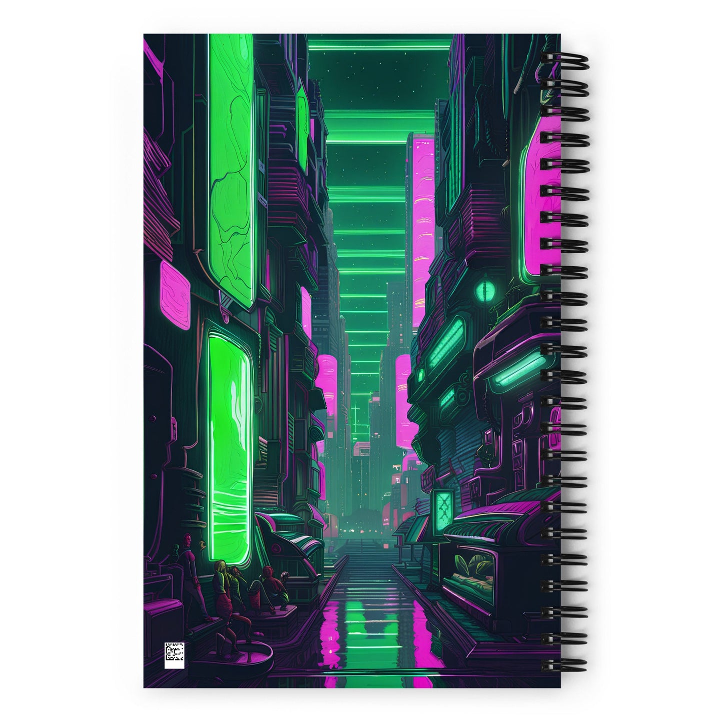 Green Astro Queen | Spiral Notebook with Afro Queen | Neon Punk Gift for Writer