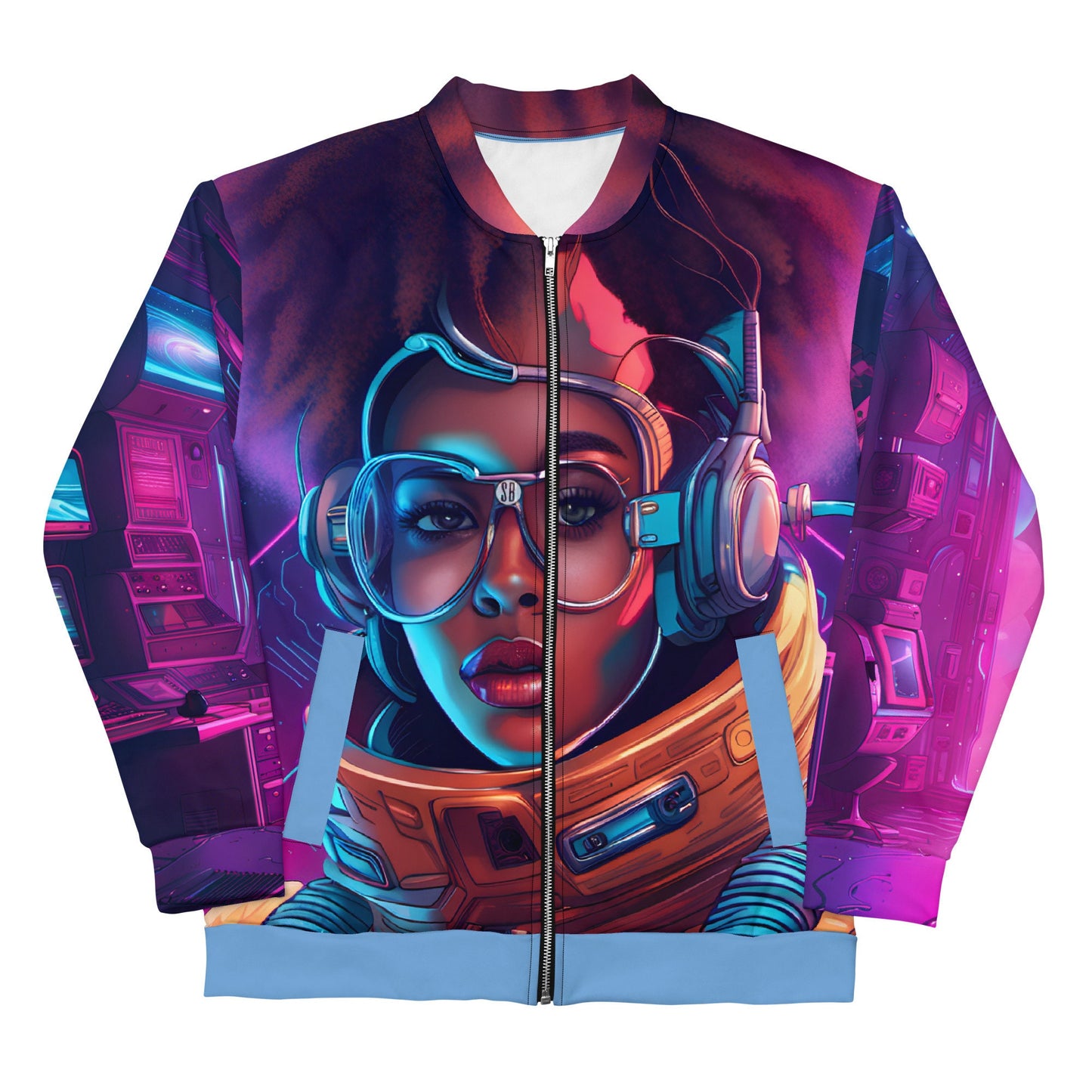 Space Age Unisex Bomber Jacket | Melanin Space Sisters | Galactic Queen Gift | Empowering Women Clothing | Diverse Space Gear | Astro Beauty