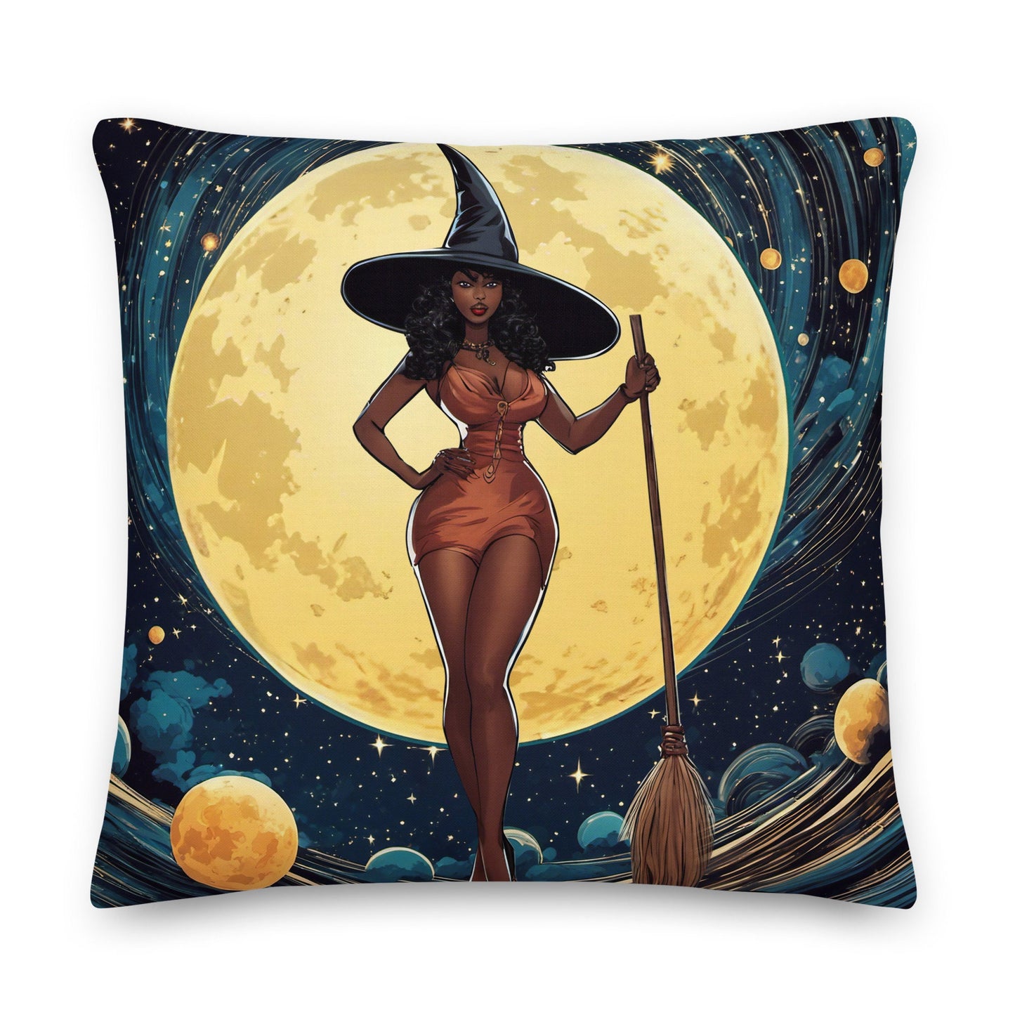Halloween Witch Pillow Pin Up Girl Style | 18x18" Accent Pillow for Halloween Decor | Premium Halloween Throw Pillow for a Halloween Gift