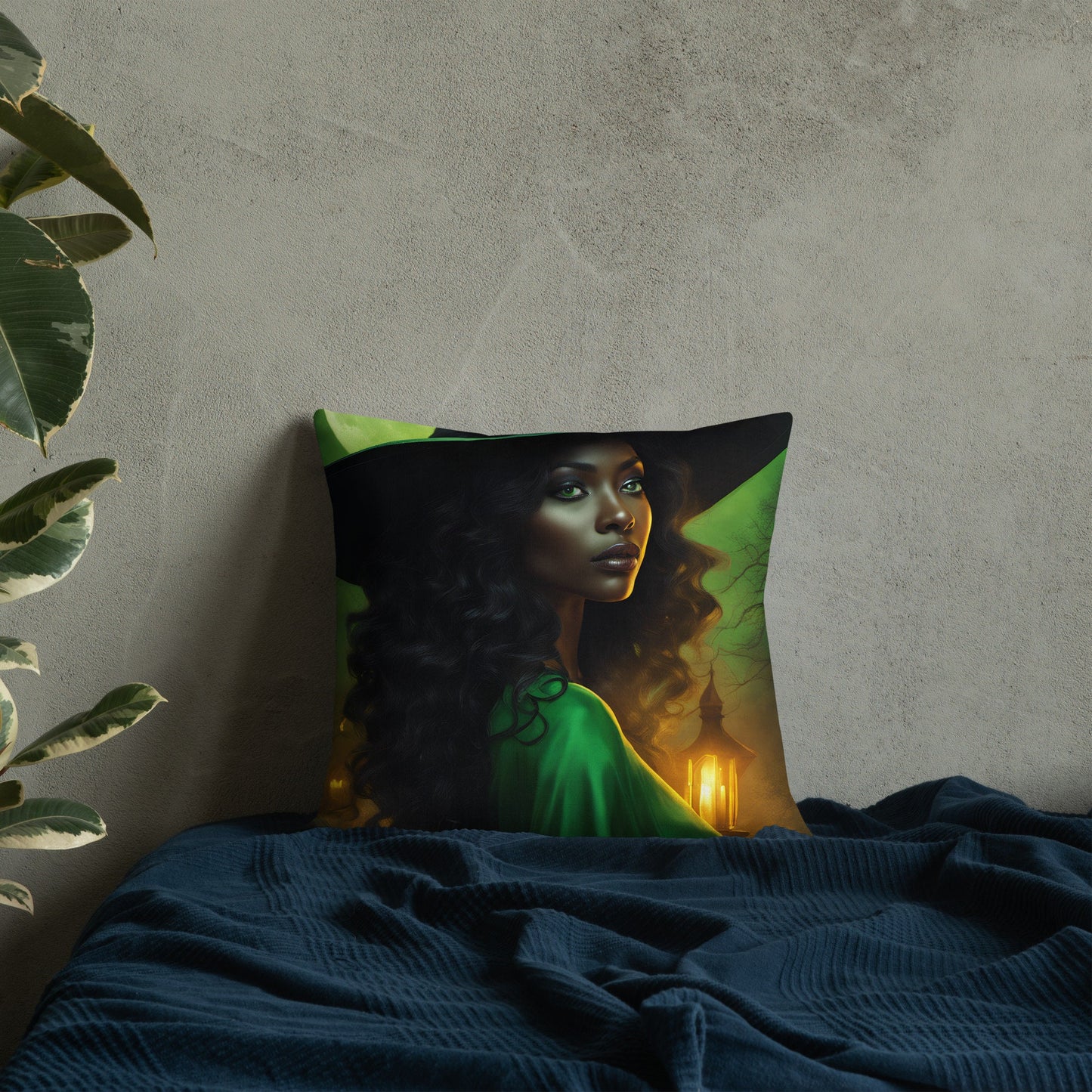 Halloween Witch Pillow | Premium Halloween Throw Pillow for a Gift or Halloween Party | Green Witchy Halloween Home Decor Accent Pillow