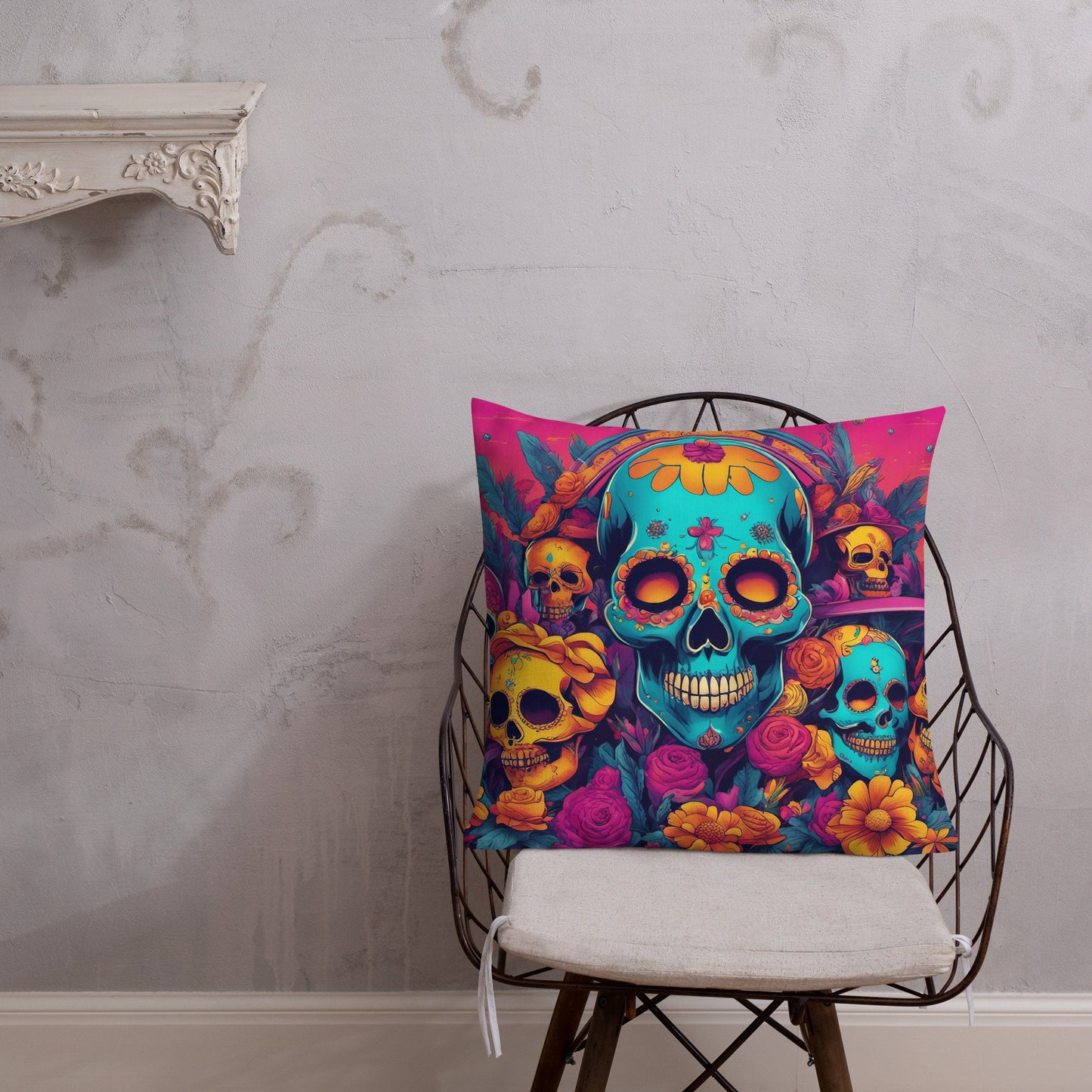 Halloween Pillow with Skeleton Theme | Premium Throw Pillow for a Halloween Gift | Beautiful Day of the Dead Accent Pillow for Halloween