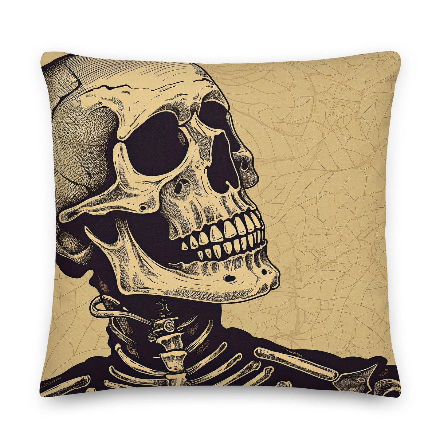 Halloween Pillow with Skeleton Theme | 18x18 Premium Throw Pillow for a Halloween Gift | Decorative Fall Accent Pillow for a Halloween Party