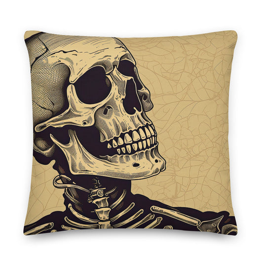 Halloween Pillow with Skeleton Theme | 18x18 Premium Throw Pillow for a Halloween Gift | Decorative Fall Accent Pillow for a Halloween Party