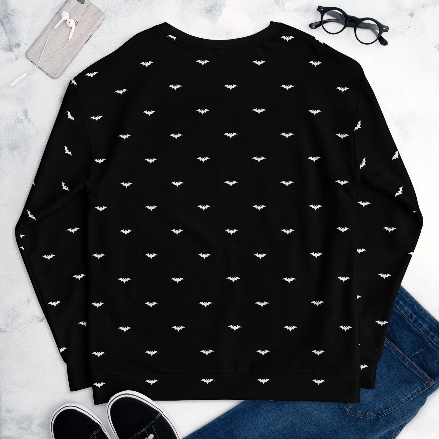Halloween Bat Sweatshirt | Black and White Minimalist Halloween Design | Halloween Sweatshirt for Gift | Fall Crewneck Draft