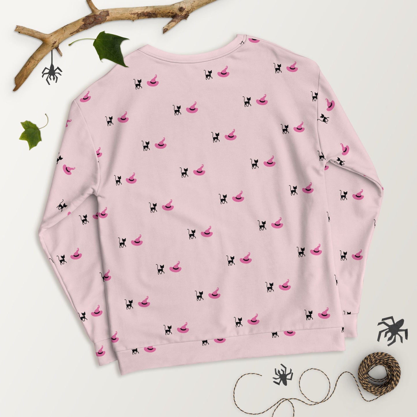Halloween Cat and Hat Sweatshirt | Pink Halloween Design | Halloween Sweatshirt for Gift | Fall Crewneck