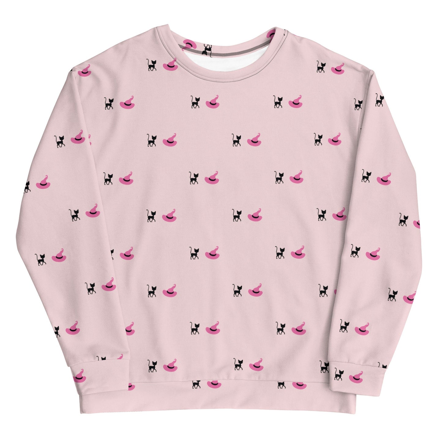 Halloween Cat and Hat Sweatshirt | Pink Halloween Design | Halloween Sweatshirt for Gift | Fall Crewneck
