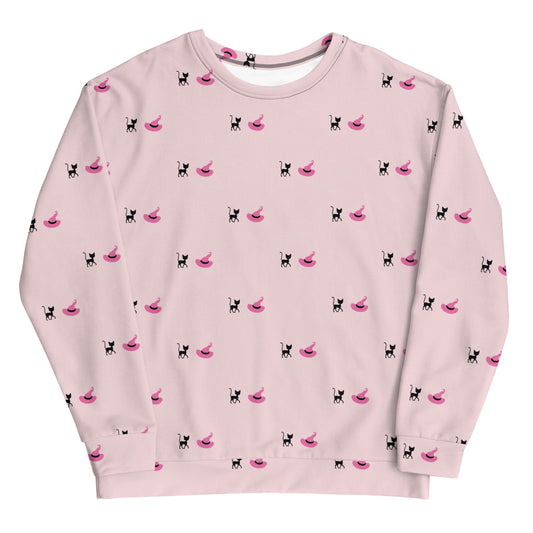 Halloween Cat and Hat Sweatshirt | Pink Halloween Design | Halloween Sweatshirt for Gift | Fall Crewneck