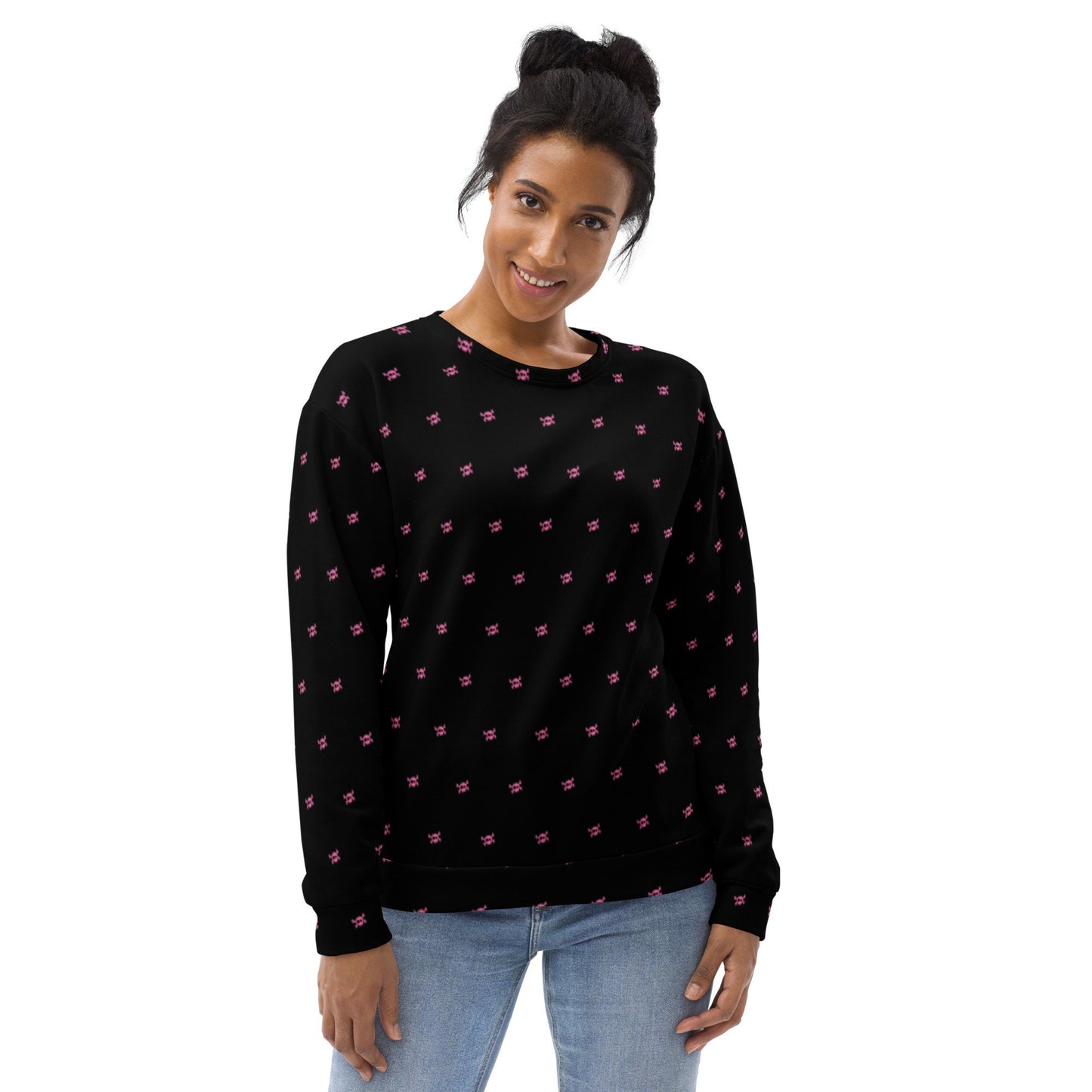 Skull Unisex Sweatshirt for Halloween | Pink and Black Halloween Design | Halloween Sweatshirt as Gift | Fall Crewneck Sweater for Halloween