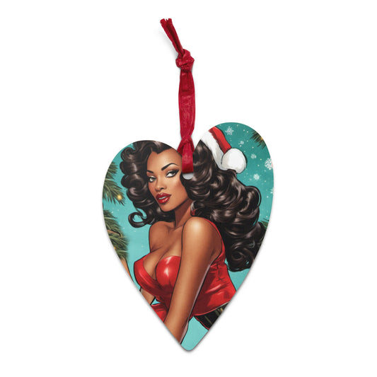 Black Pin Up Wooden Ornaments | Cute Christmas Black Girl Ornament | Unique Afro Centric Christmas Decor Gift for Her | Retro Style Gift