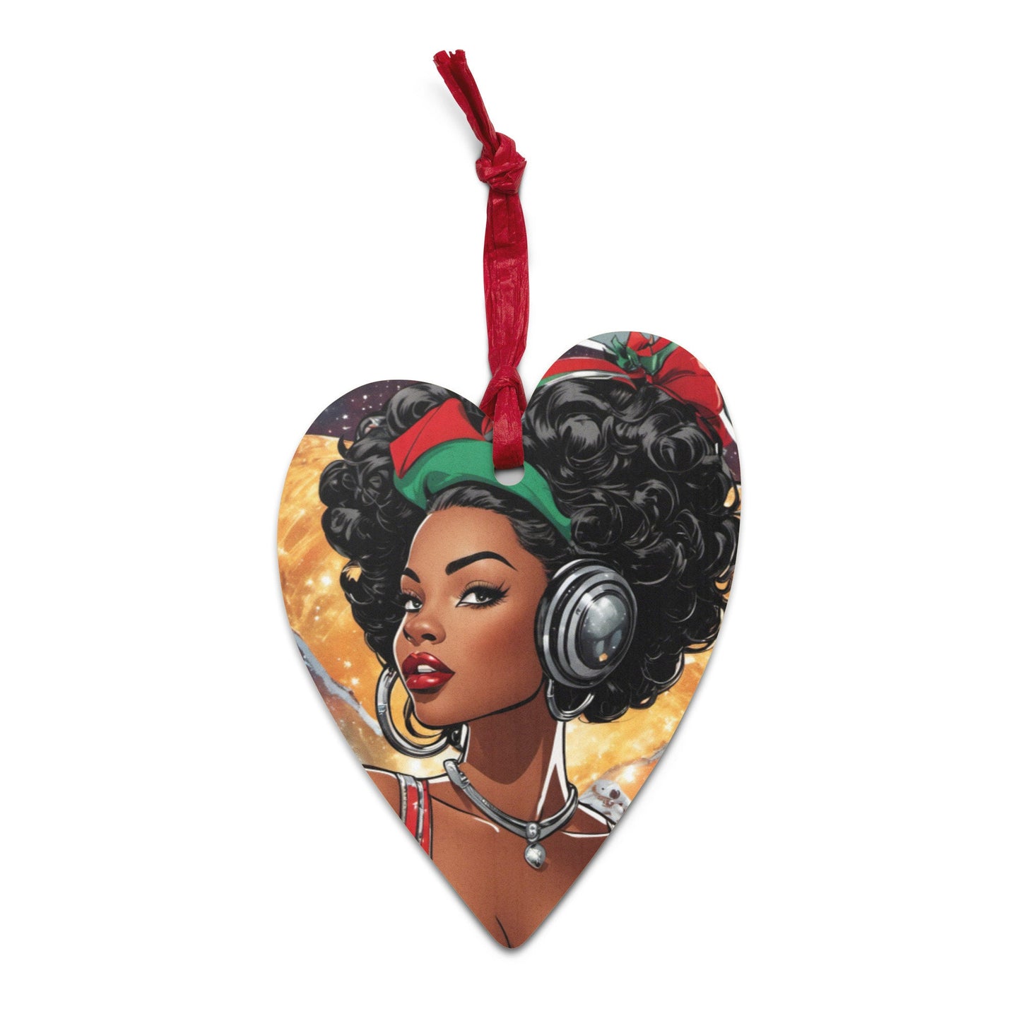 Black Pin Up Wooden ornaments | Cute Christmas Black Girl Ornament | Unique Afro Centric Christmas Decor Gift for Her