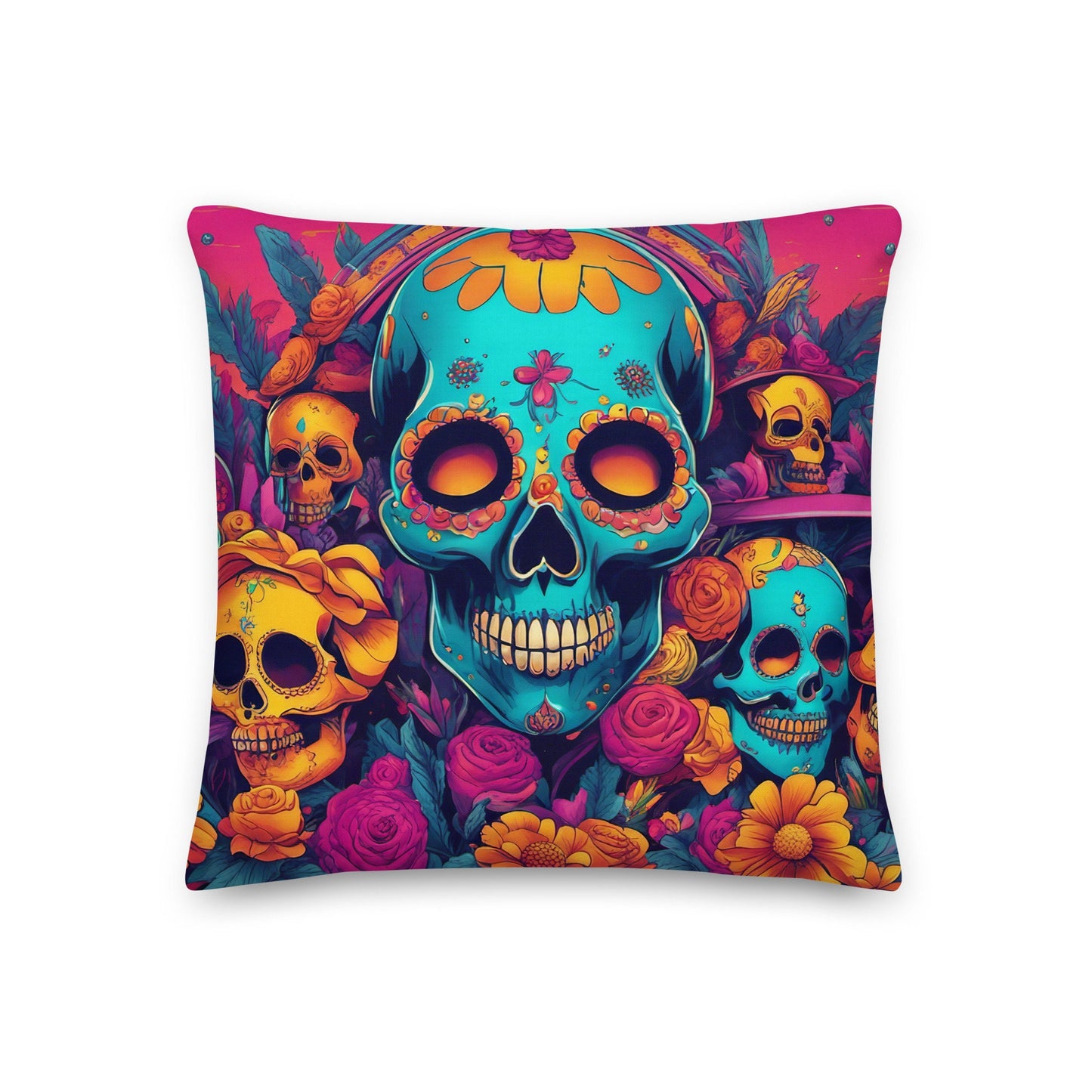 Halloween Pillow with Skeleton Theme | Premium Throw Pillow for a Halloween Gift | Beautiful Day of the Dead Accent Pillow for Halloween