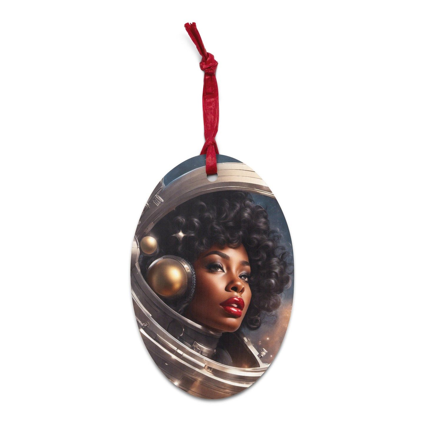 Wooden ornaments Black Girl Space Age | Retro Style Christmas Black Girl Ornament | Unique Afro Centric Christmas Decor Gift for Her