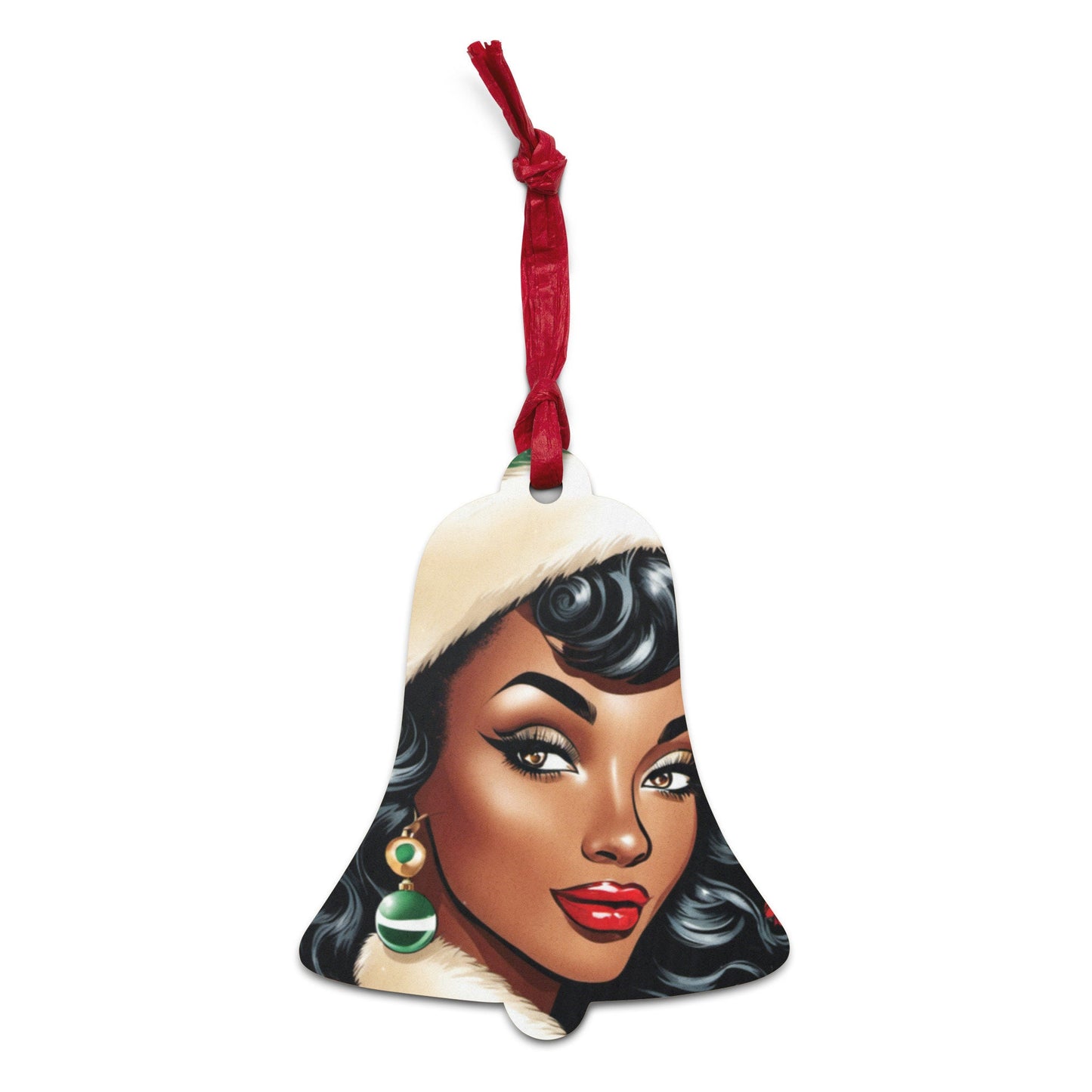 Wooden ornaments Black Girl Christmas | Retro Style Christmas Black Girl Ornament | Unique Afro Centric Christmas Decor Gift for Her