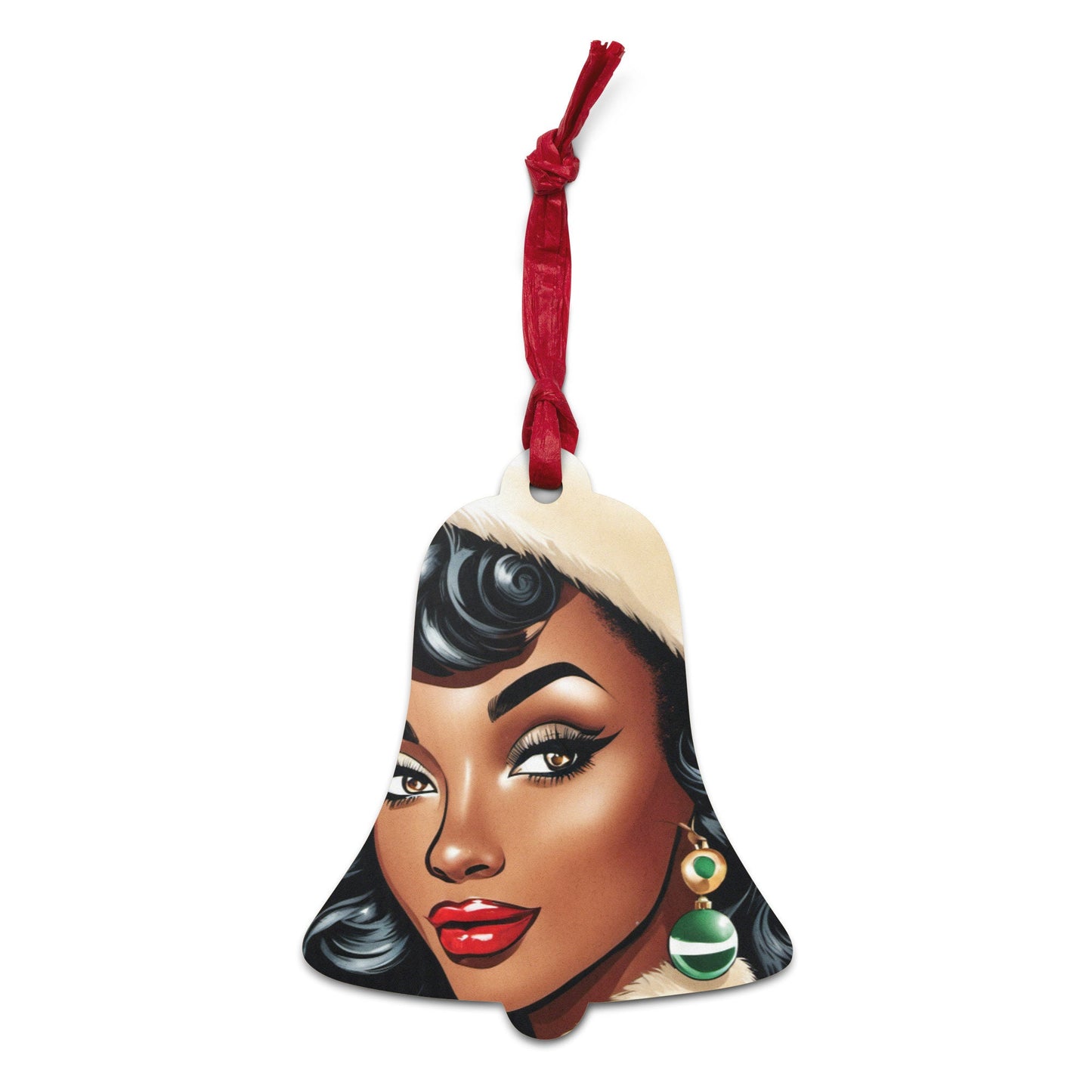 Wooden ornaments Black Girl Christmas | Retro Style Christmas Black Girl Ornament | Unique Afro Centric Christmas Decor Gift for Her