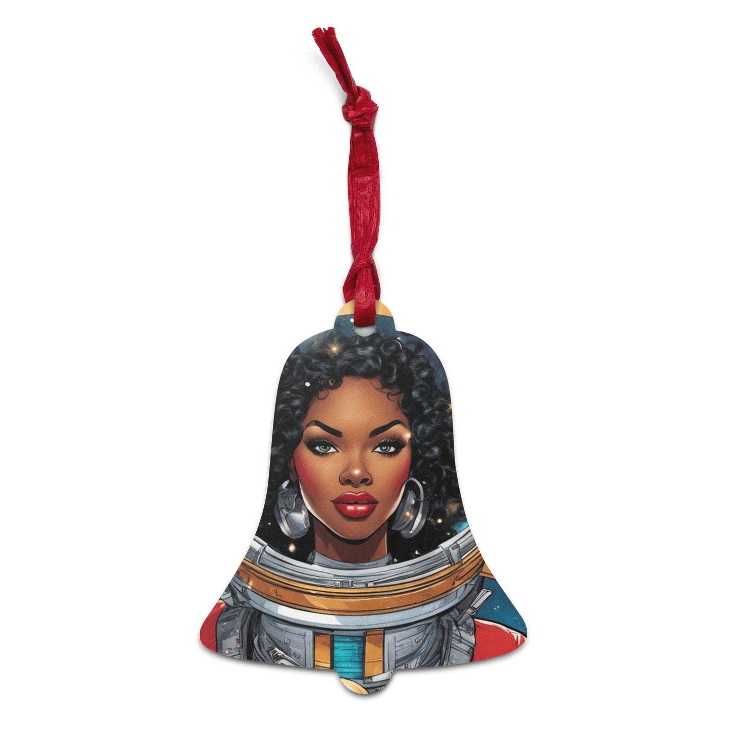 Black Girl Space Age Wooden ornament | Retro Style Christmas Black Girl Ornament | Unique Afro Centric Christmas Decor Gift for Her