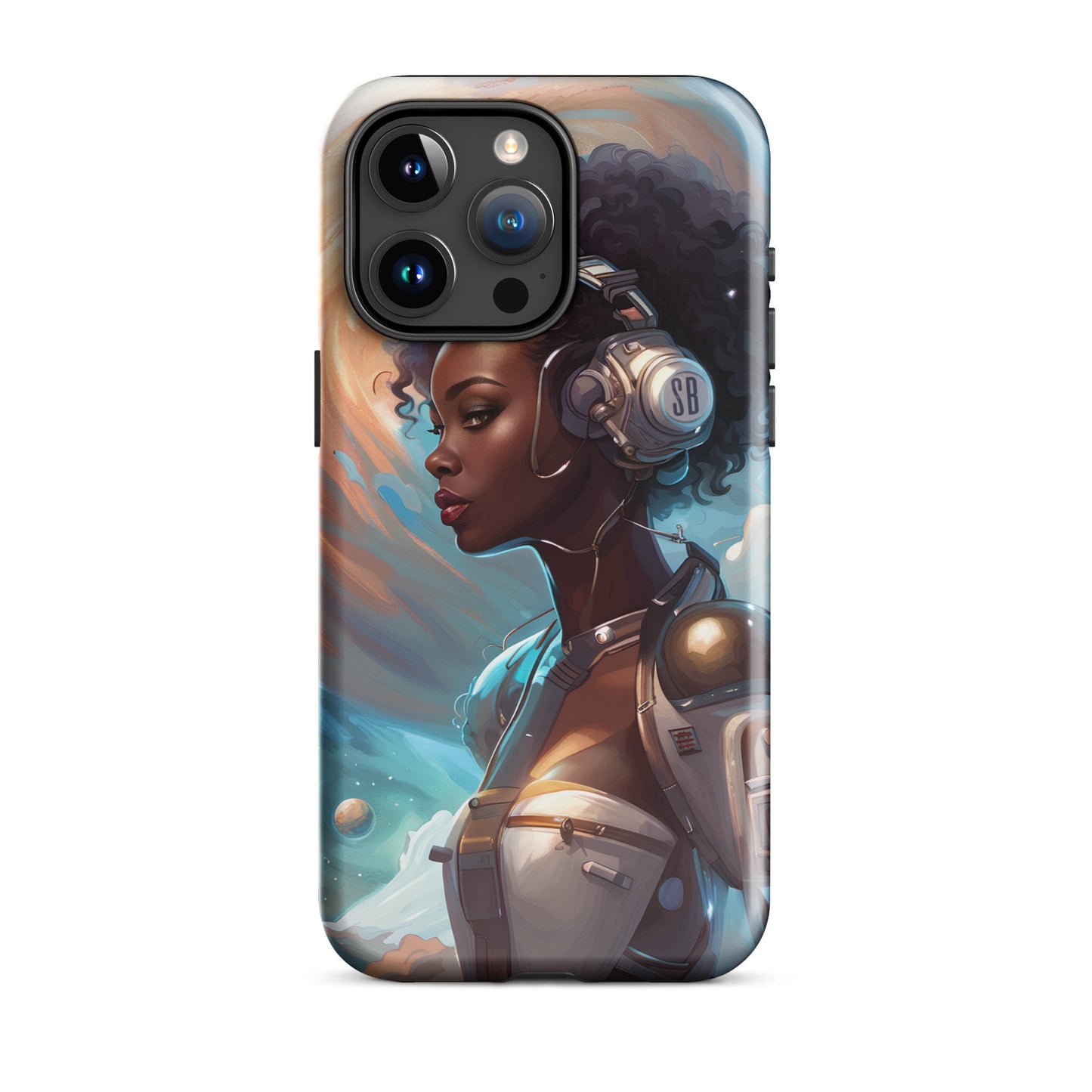 Tough Phone Case with Beautiful Cyborg Illustration | Aesthetic Space Age Themed Clear Phone Case | Celestial Art Gift for Her or GF