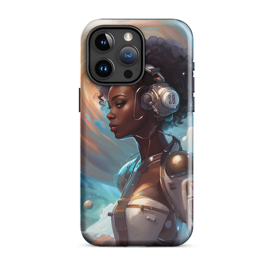 Tough Phone Case with Beautiful Cyborg Illustration | Aesthetic Space Age Themed Clear Phone Case | Celestial Art Gift for Her or GF