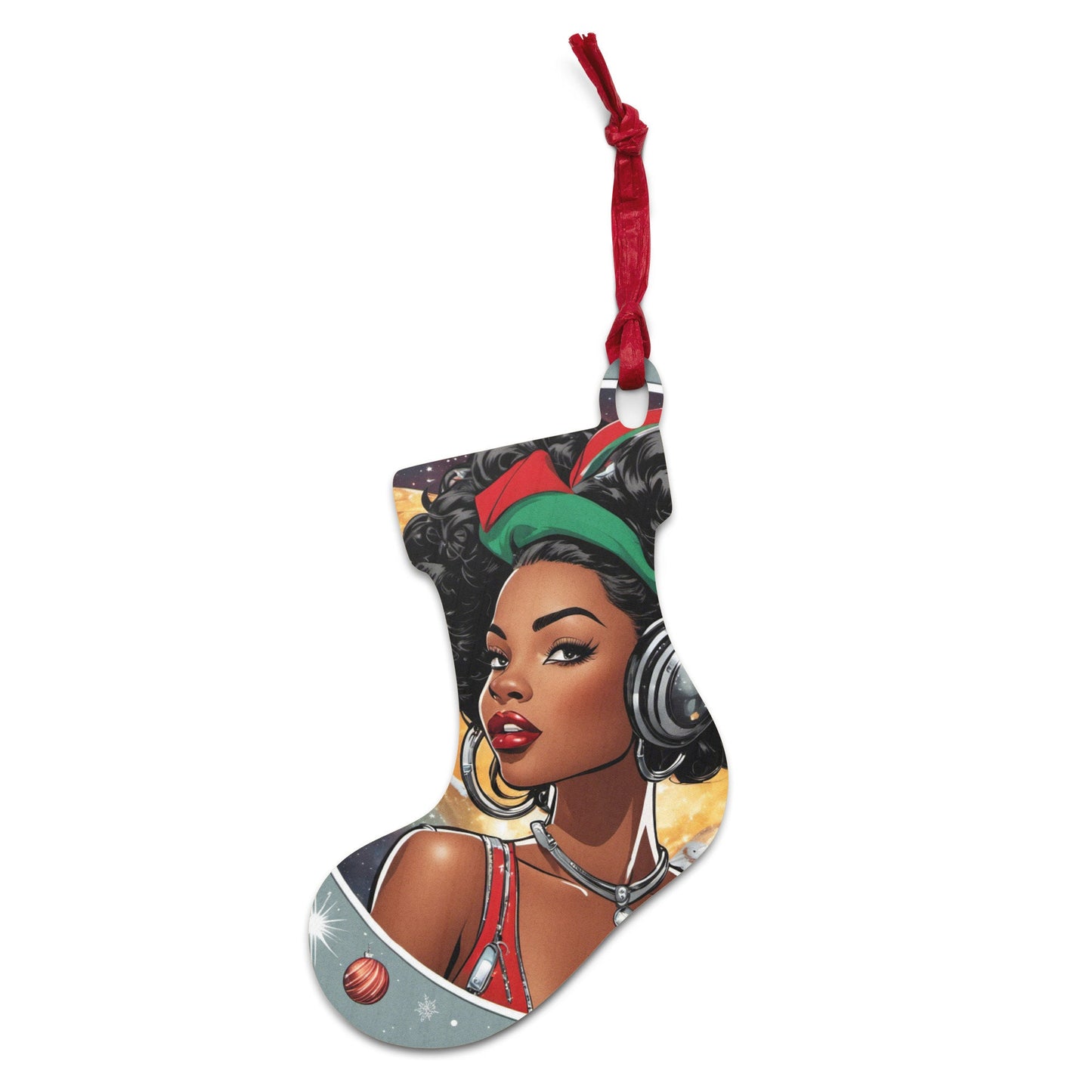 Black Pin Up Wooden ornaments | Cute Christmas Black Girl Ornament | Unique Afro Centric Christmas Decor Gift for Her