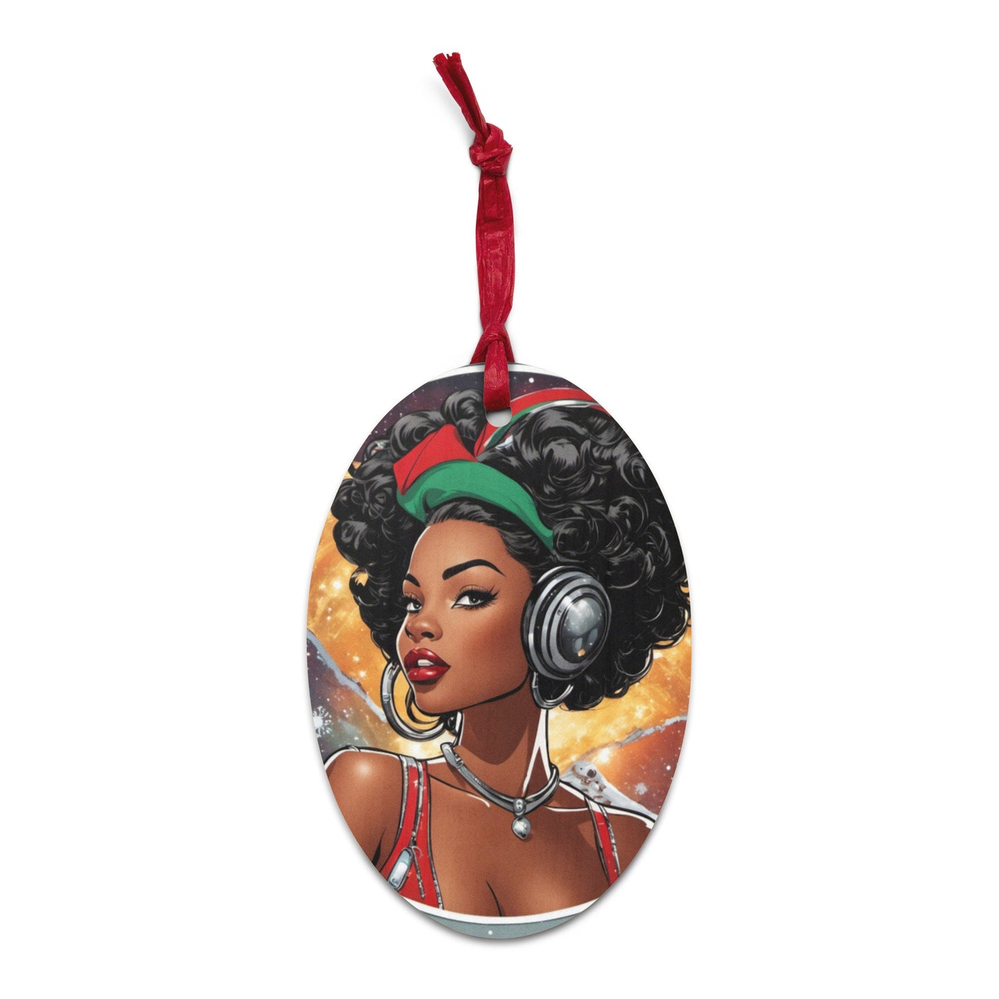 Black Pin Up Wooden ornaments | Cute Christmas Black Girl Ornament | Unique Afro Centric Christmas Decor Gift for Her