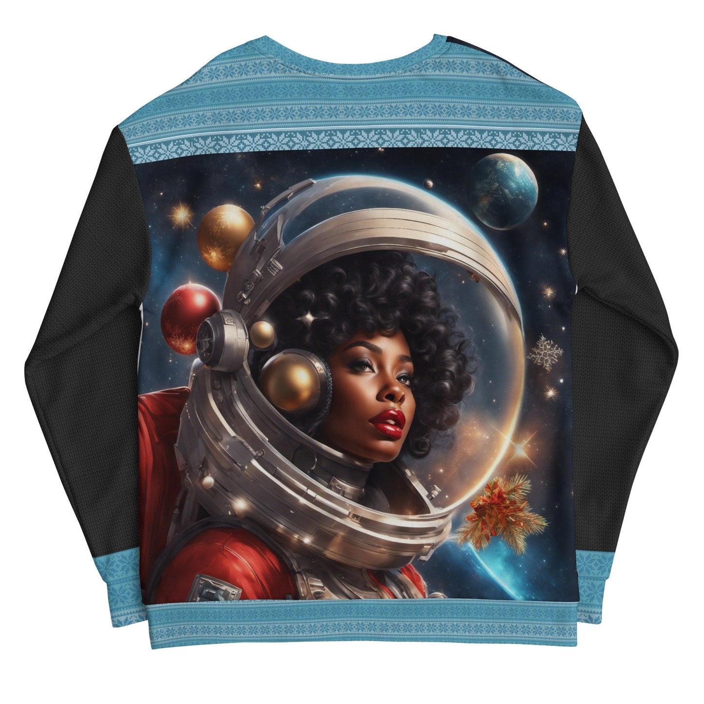 Ugly Christmas Sweatshirt Gift for Her | Black Girl Space Age Christmas Sweatshirt | Women's Ugly Christmas Sweater Design