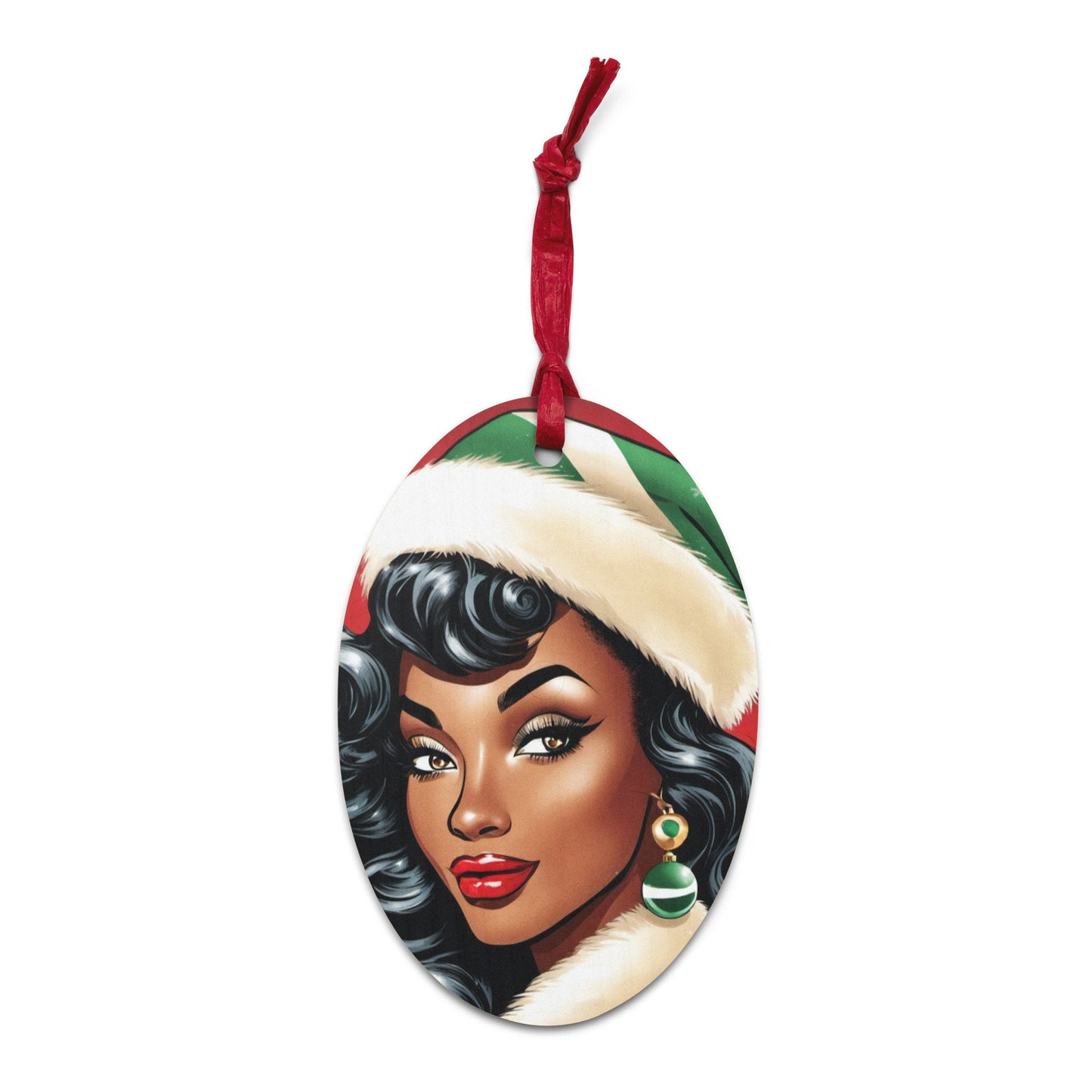 Wooden ornaments Black Girl Christmas | Retro Style Christmas Black Girl Ornament | Unique Afro Centric Christmas Decor Gift for Her