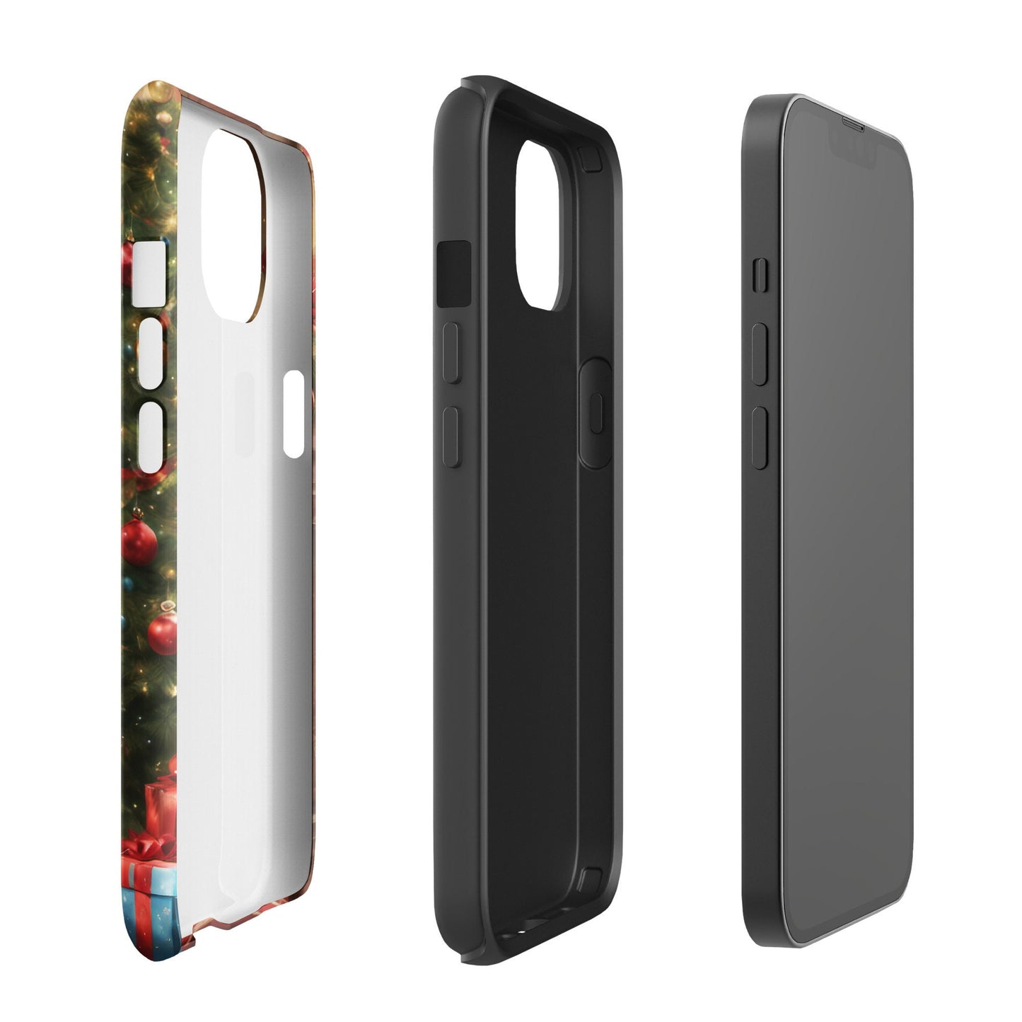 Tough Phone Case with Black Pin up with Dog Style Christmas Illustration | Afro Centric Phone Case | Black Girl Christmas Gift for Her