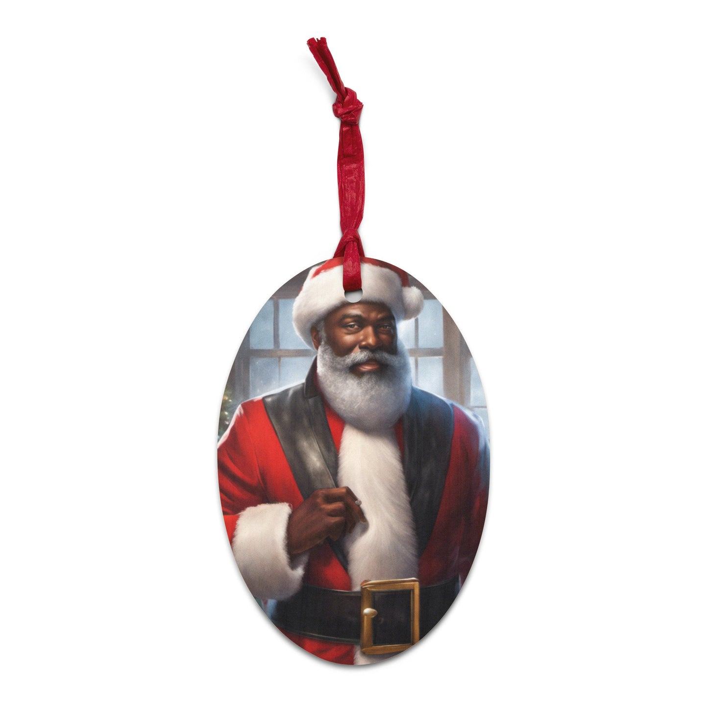 Black Santa Claus Wooden ornaments | Christmas Ornament Gift for Him or Her | Festive Black Santa Gift