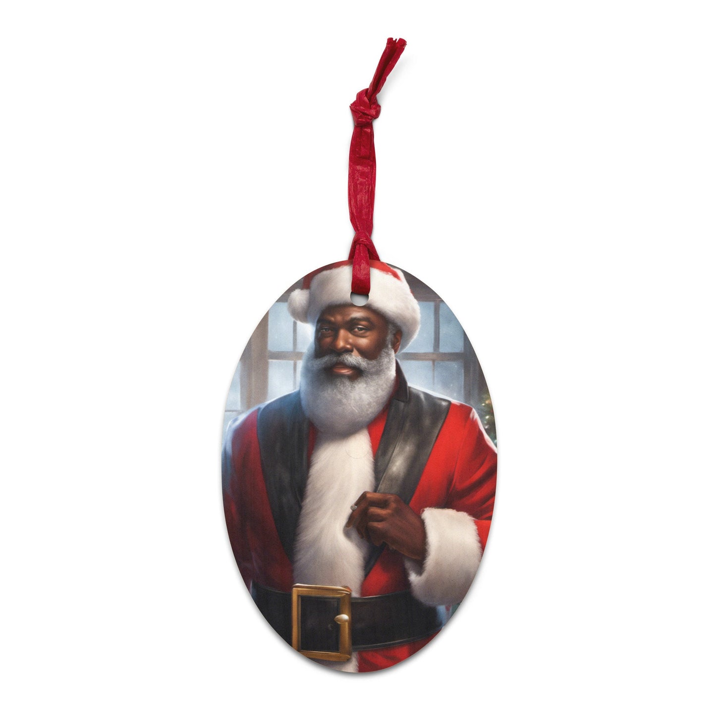 Black Santa Claus Wooden ornaments | Christmas Ornament Gift for Him or Her | Festive Black Santa Gift