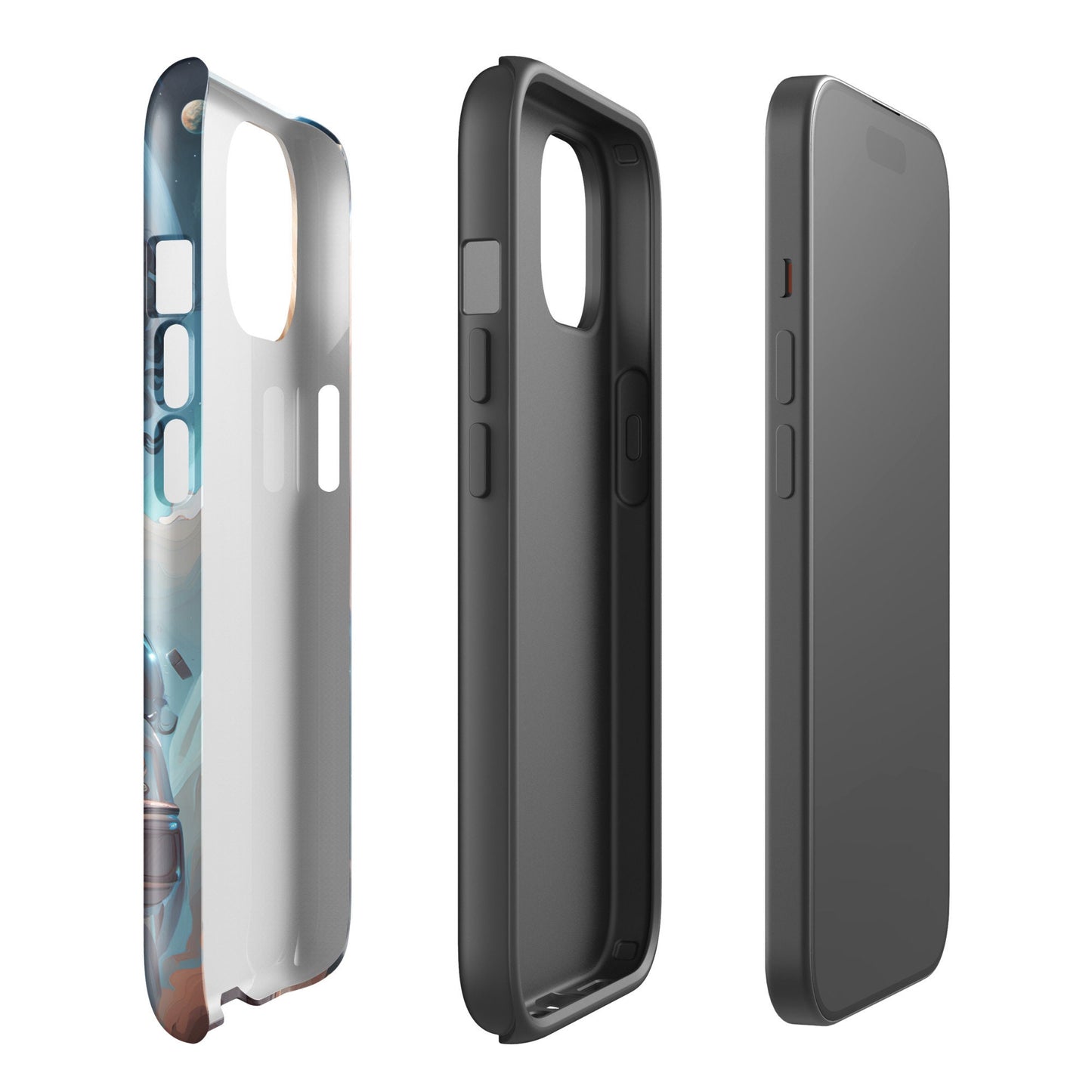 Tough Phone Case with Beautiful Cyborg Illustration | Aesthetic Space Age Themed Clear Phone Case | Celestial Art Gift for Her or GF