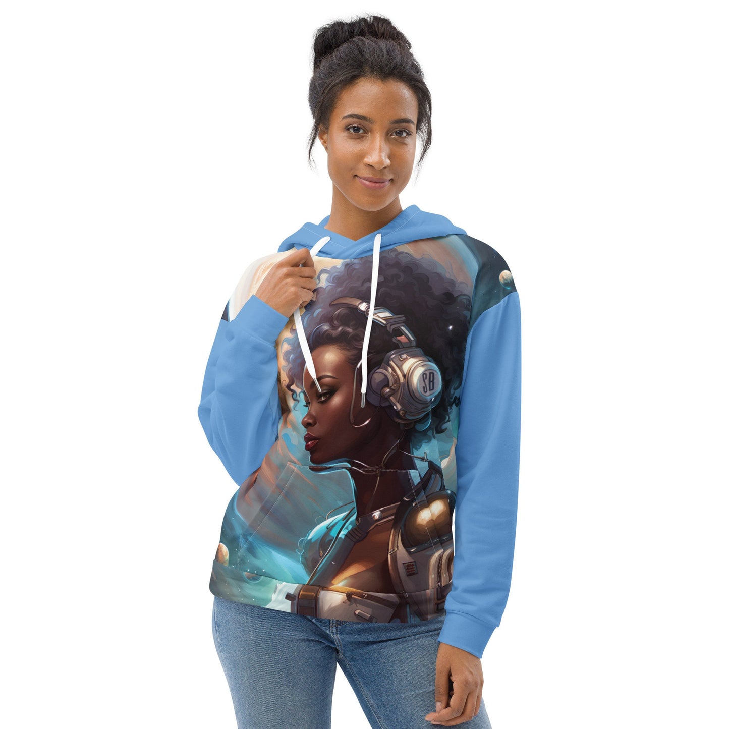 Beautiful Cyborg Hoodie | Aesthetic Space Age Themed Hooded Sweatshirt | Celestial Art Gift for Her or GF