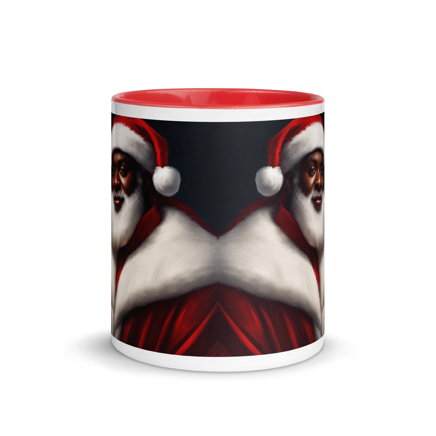 Black Santa Claus and Mrs. Claus Mug with Red Color Inside | Festive Coffee Mug for the Holidays |
