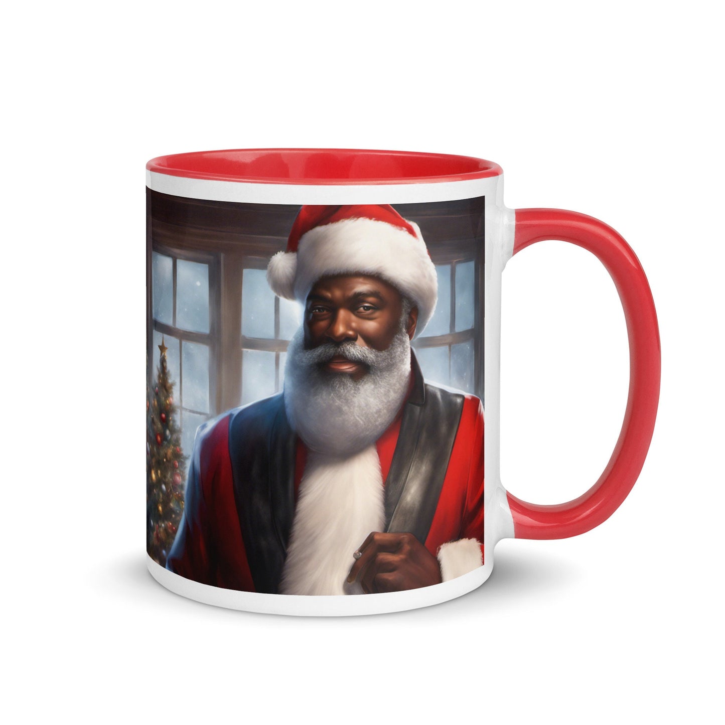 Black Santa Mug with Color Inside | Coffee Mug Christmas Gift | Black Christmas Gift for her or him
