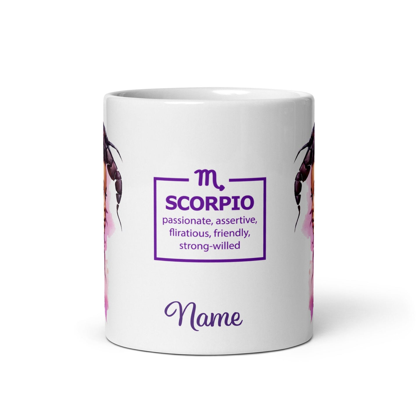 Personalized Zodiac Theme White glossy mug | Scorpio Astrological Sign Coffee Mug with Black Queen Illustration | Horoscope Mug Gift for Her